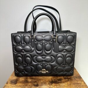 Coach Black Embossed Large Maggie Tote